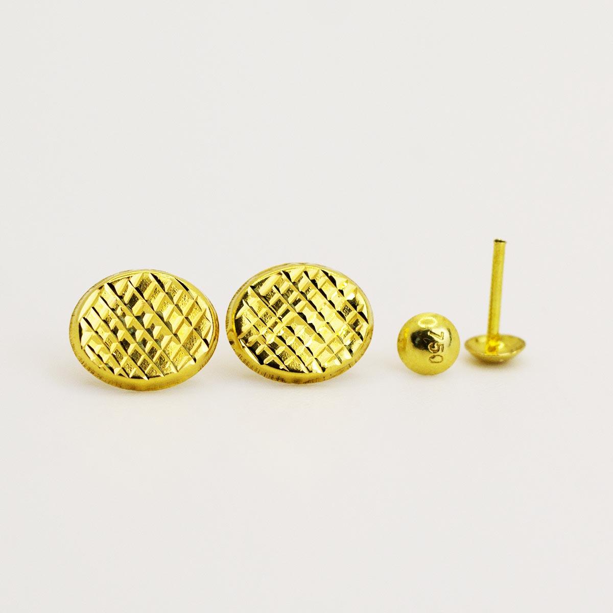 18K Gold Button Design Earrings 1.40
