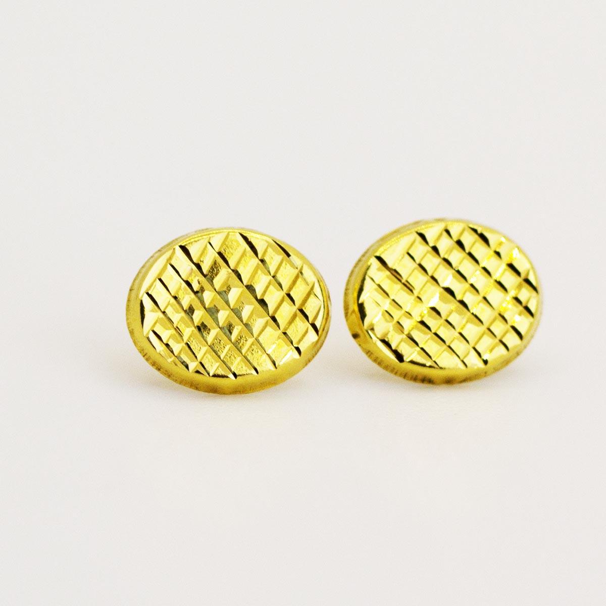 18K Gold Button Design Earrings 1.40 - Embellish Gold