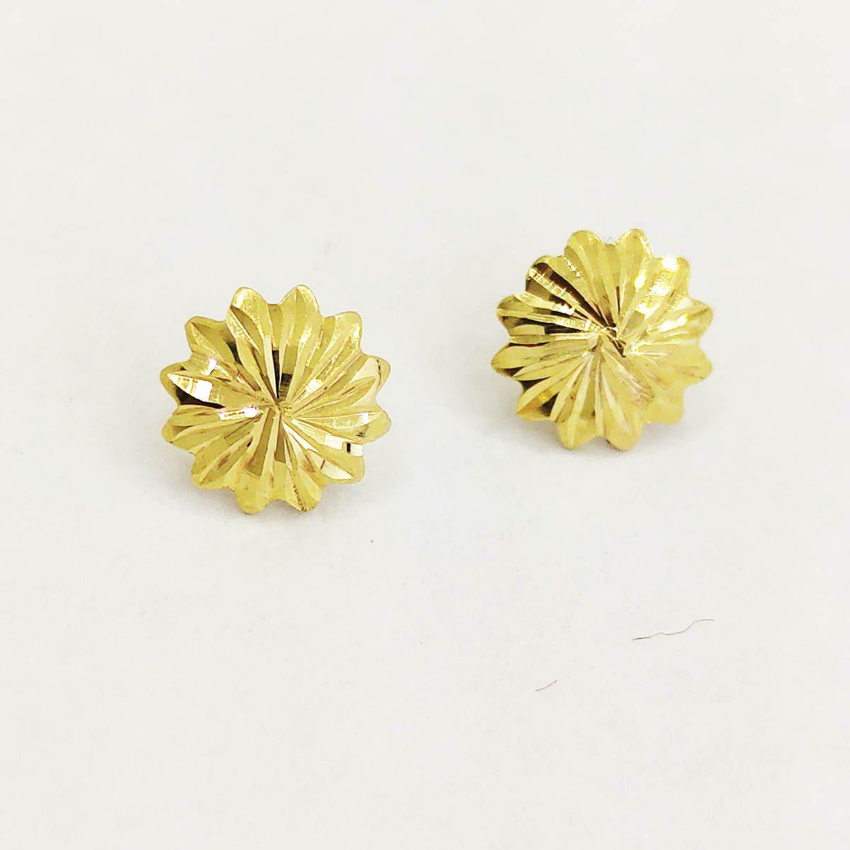 18K Gold Saudi Gold Flower Earrings 1.43 - Embellish Gold