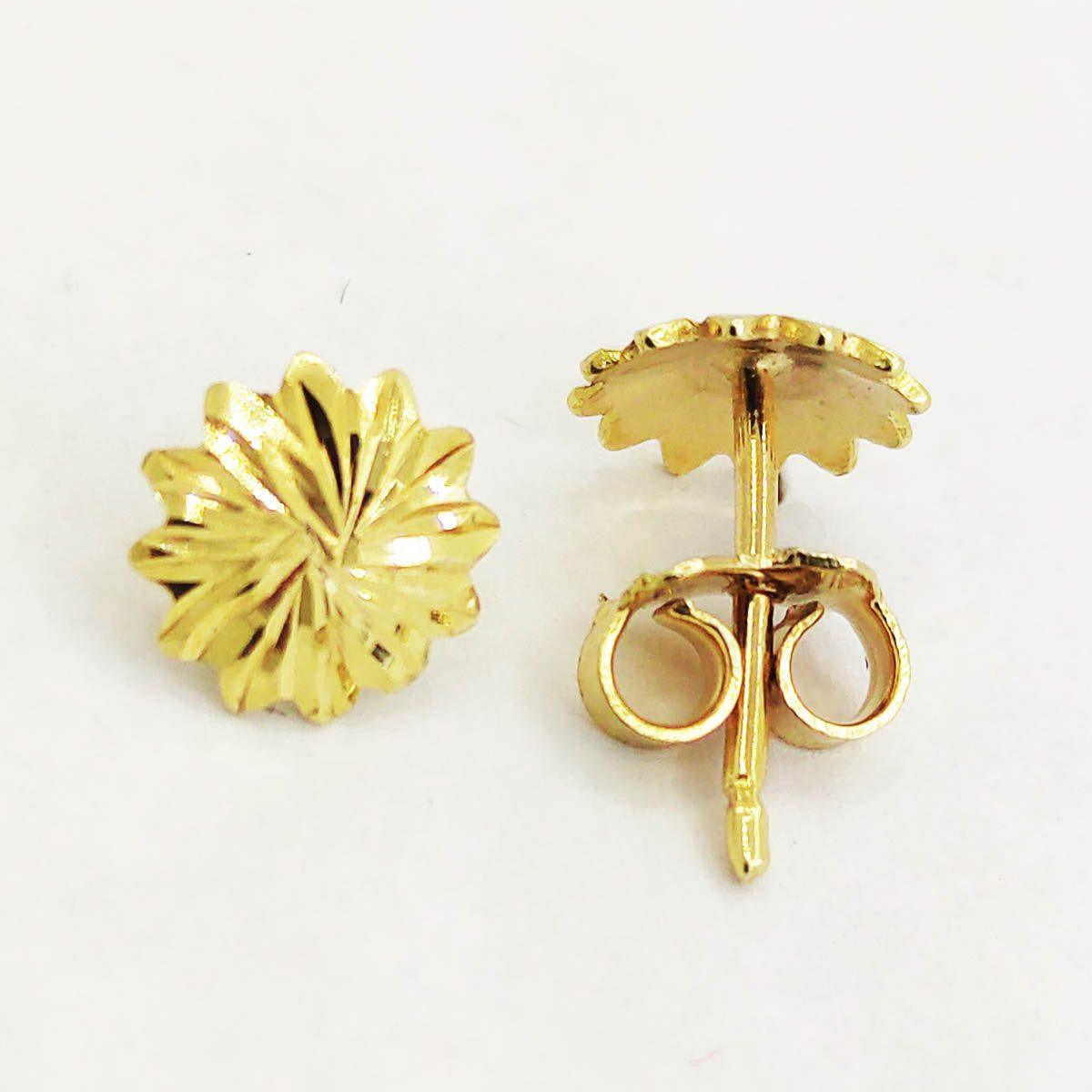 18K Gold Saudi Gold Flower Earrings 1.43 - Embellish Gold