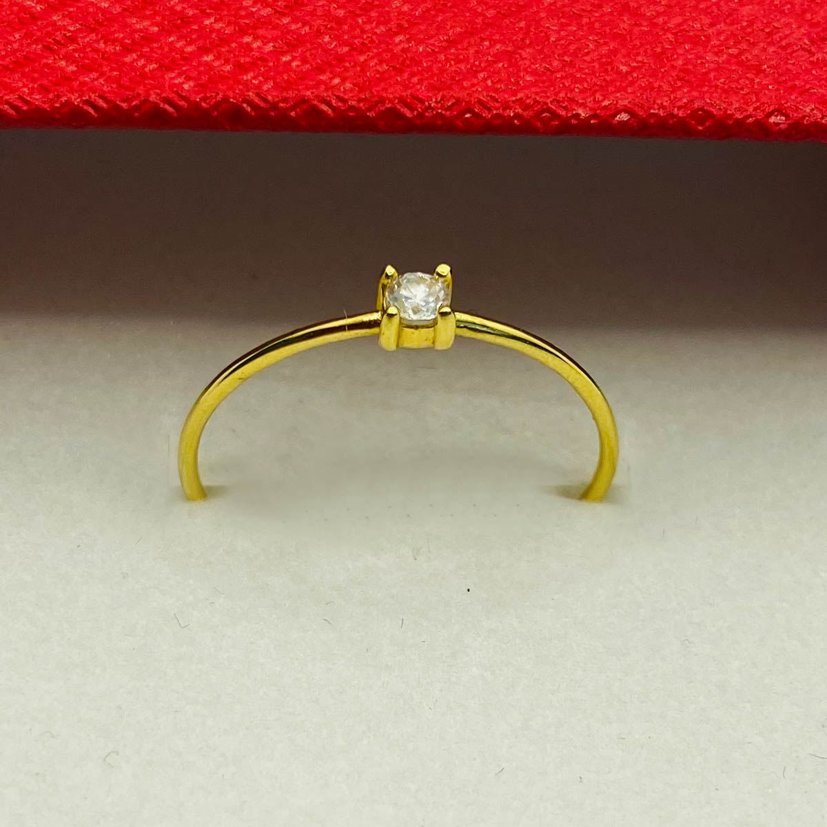 18K Real Gold Solitaire Ring For Women