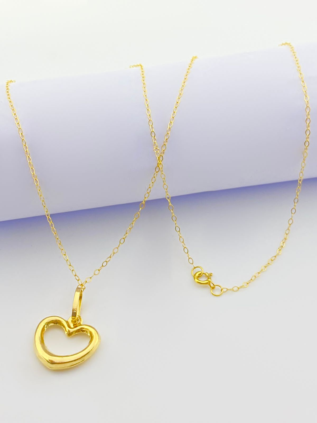 18K Real Saudi Gold Heart Necklace store 18”