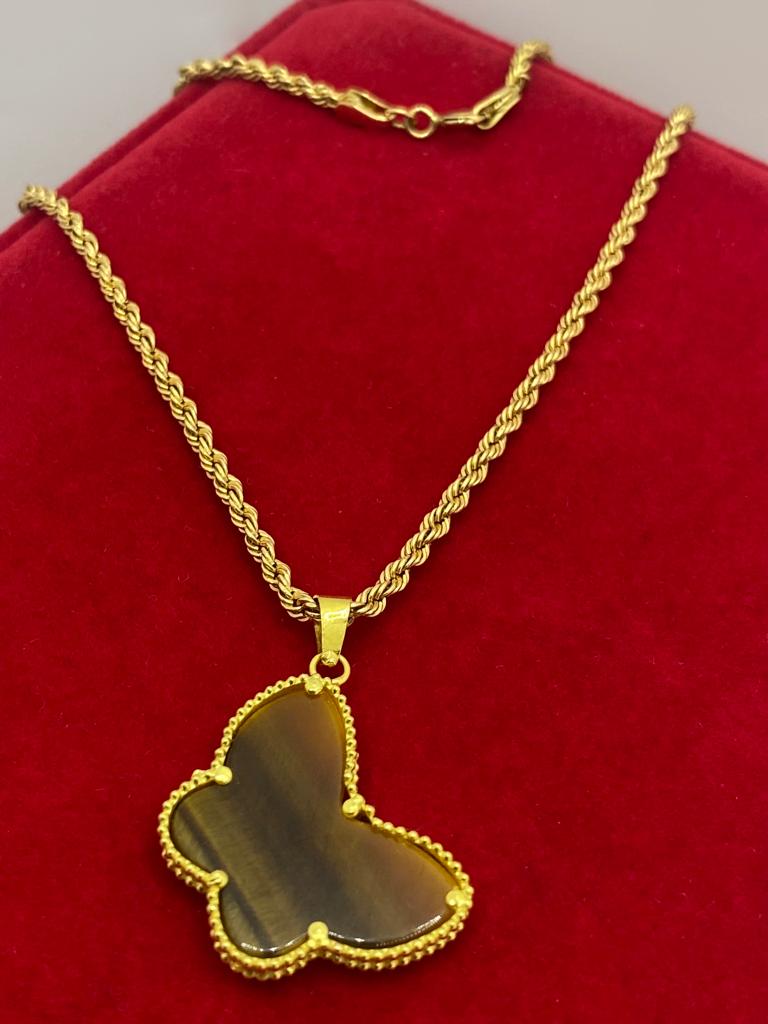 18K Real Saudi Gold Butterfly Rope Chain 212 - Embellish Gold