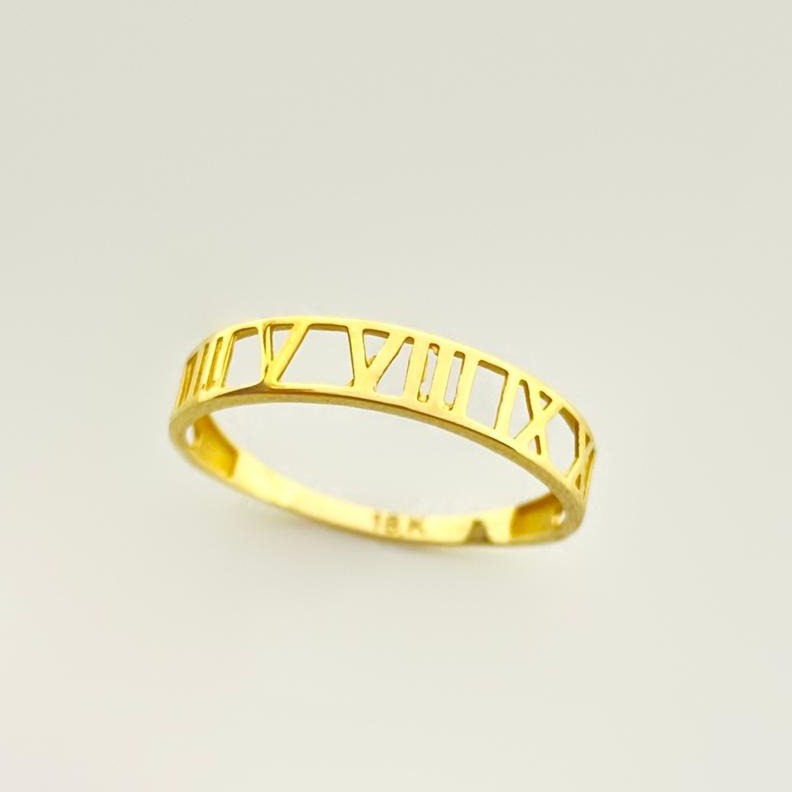 18K Real Saudi Gold Roman Number Ring - New Launch - demo - Embellish Gold