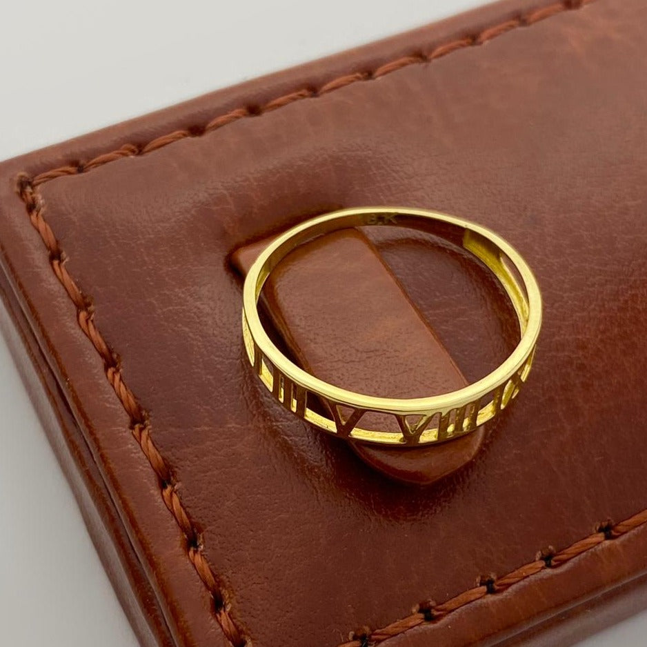 18K Real Saudi Gold Roman Number Ring - New Launch - demo - Embellish Gold