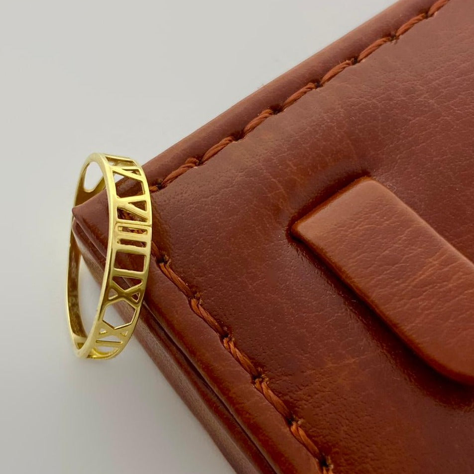 18K Real Saudi Gold Roman Number Ring - New Launch - demo - Embellish Gold