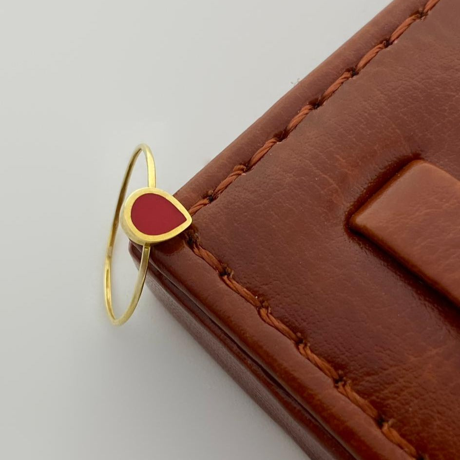 18K Real Saudi Gold Red Drop Ring - Embellish Gold
