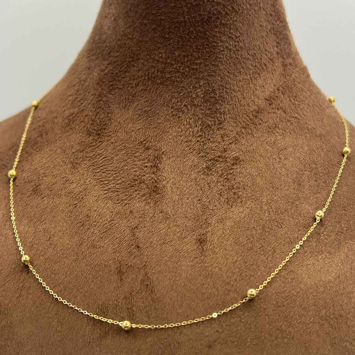 18k Real Saudi Gold Balls Necklace 077